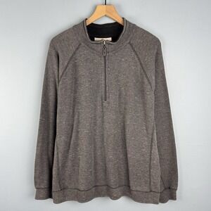 Tommy Bahama Mens XL Black Gray Reversible 1/4 Zip Logo‎ Pullover Sweater